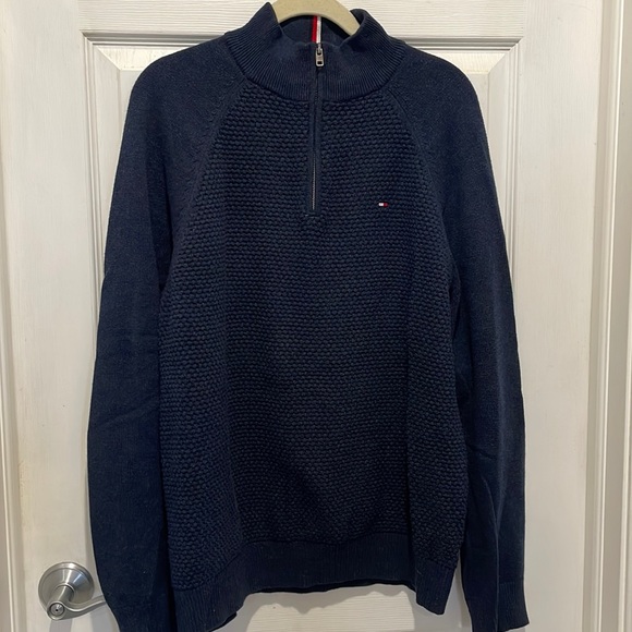 Tommy Hilfiger Other - Mens Tommy Hilfiger Royal Blue pull over zipper sweater size Large
